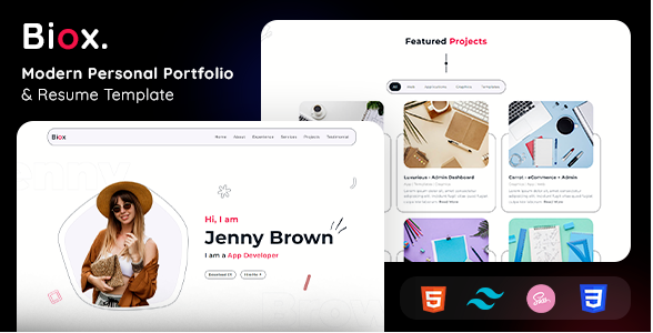 Biox - Personal Portfolio HTML Tailwind CSS Templa