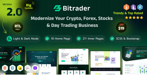 Bitrader – Crypto, Stock & Forex Website Template