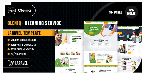 Cleniq - cleaning services Laravel Template