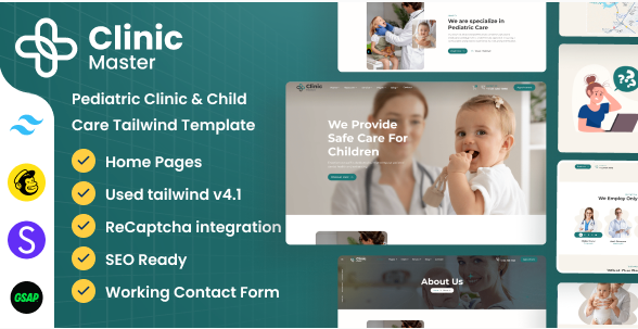 ClinicMaster - Pediatrics & Child Care Tailwind CS