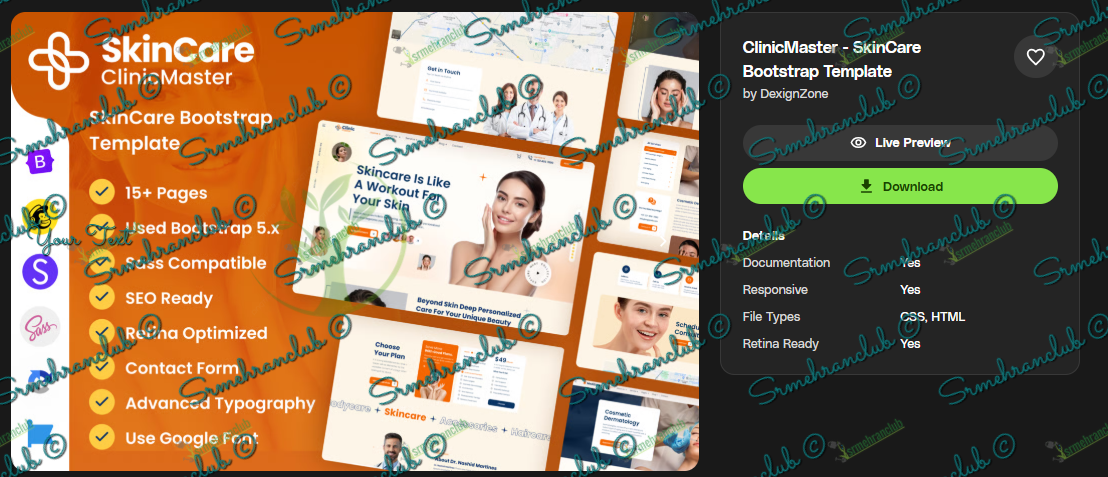 ClinicMaster Bootstrap skincare template free download