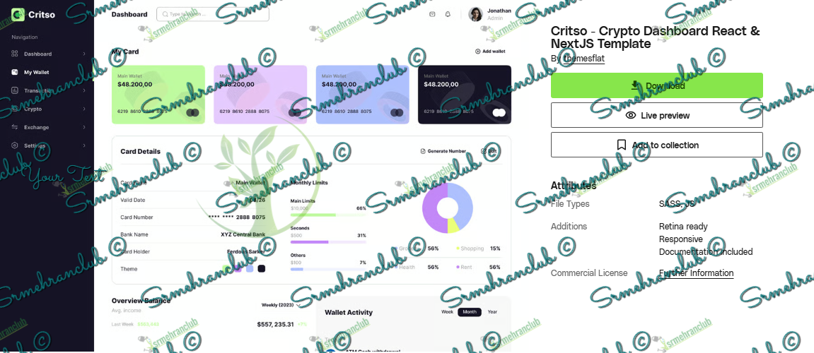 Critso Crypto Dashboard React Template Free Download GPL