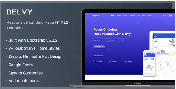 Delvy – Bootstrap 5 Responsive Landing Page