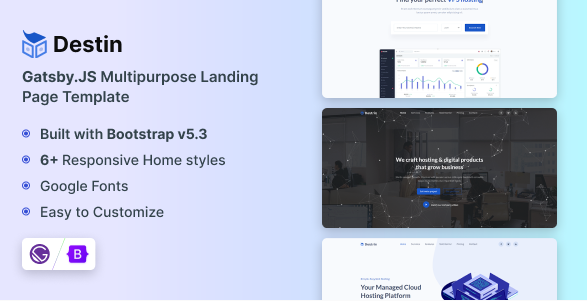 Destin – GatsbyJS Landing Page Template