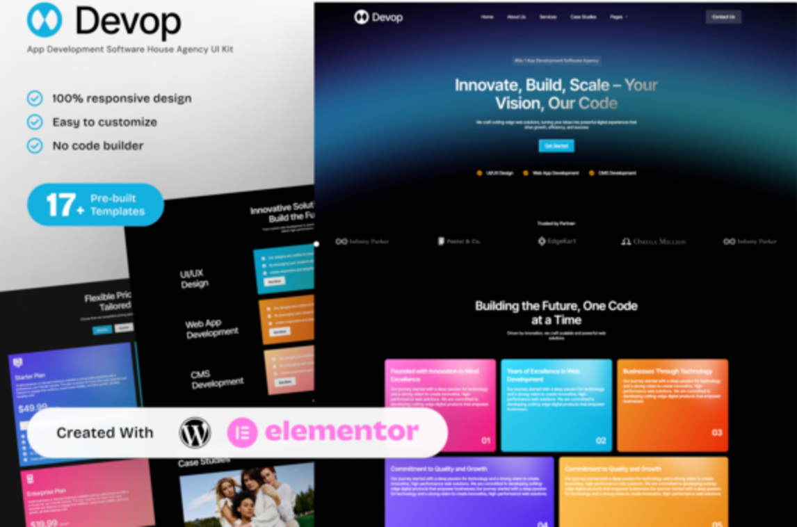 Devop - App Development and Software House Elementor Template Kit for Tech Companies