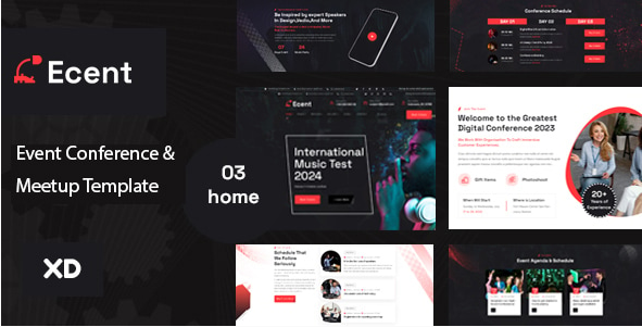 Ecent- Event Conference & Meetup XD Template