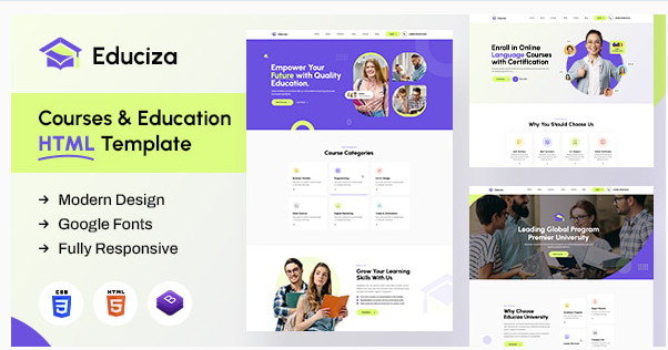 Educiza | Courses & Education HTML Template