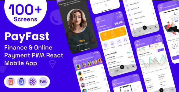 Finance Payment Mobile App React Template -PayFast