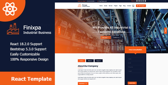 Finixpa - Industrial Business React Template