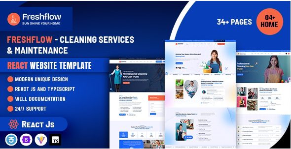 Freshflow - Cleaning Services React JS Template
