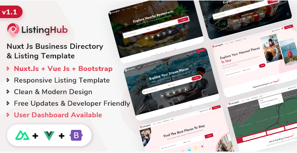 ListingHub - Nuxt Js Business Listing Template