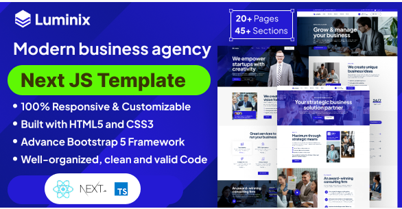 Luminix - Business Consulting React Next JS Templa