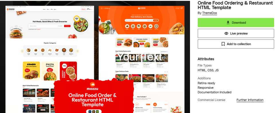 Online Food Ordering & Restaurant HTML Template Free Download