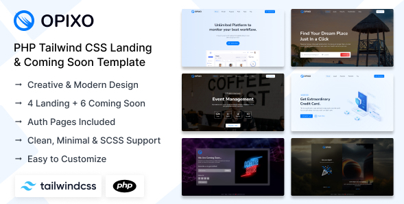 Opixo - PHP Tailwind CSS Landing & Coming Soon