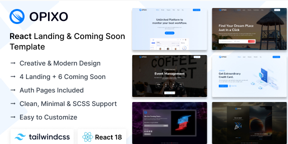 Opixo - React Landing & Coming Soon Template