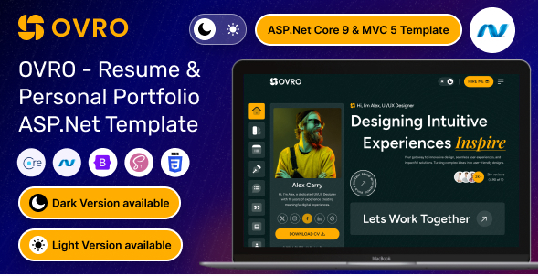 Ovro – ASP.Net and MVC 5 Resume Personal Portfolio