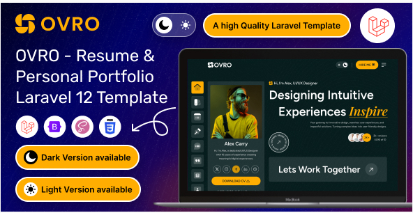 Ovro – Laravel 12 Resume & Personal Portfolio