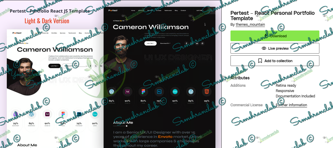 Pertest React Portfolio Template – Personal Site Free Download