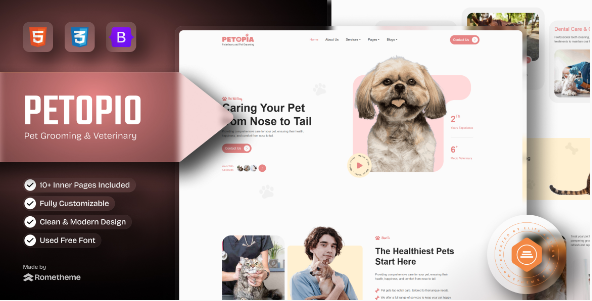 Petopio- Pet Grooming & Veterinary HTML Template