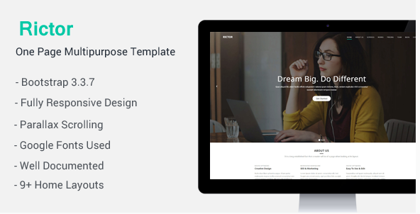 Rictor – One Page Bootstrap Multipurpose Template