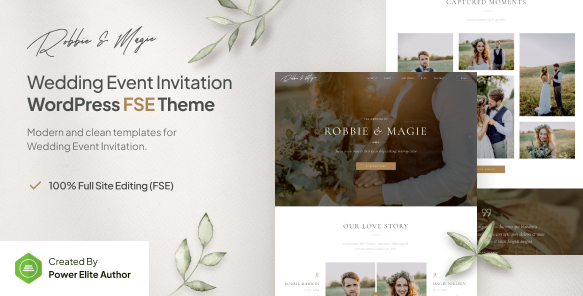 Robbie & Magie – Wedding Event Invitation WP Theme