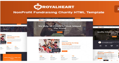 Royalheart HTML template for nonprofit fundraising, charities, and donation websites