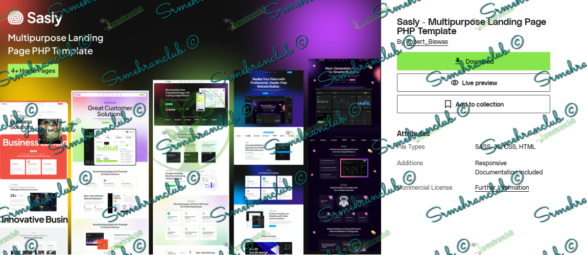 Sasly – Multipurpose Landing Page PHP Template Free Download
