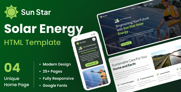 Solar Renewable Energy HTML Template - Sun Star