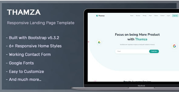 Thamza – Bootstrap 5 Responsive Landing Template