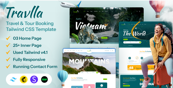 Travlla- Travel & Tour Booking Tailwind CSS Temple