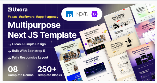 Uxora - Sass And software Next js Template