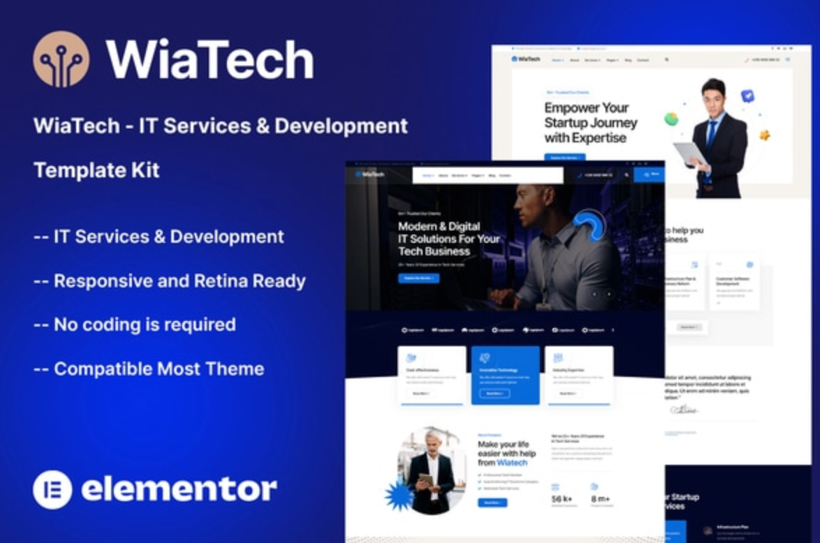 WiaTech - IT Services & Development Elementor Template Kit