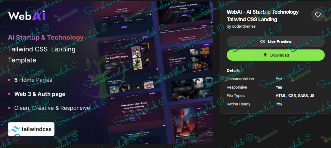 WebAi AI Startup Technology Tailwind CSS Landing Free Download