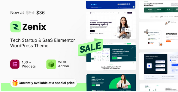 Zenix - Tech Startup & SaaS WordPress Theme