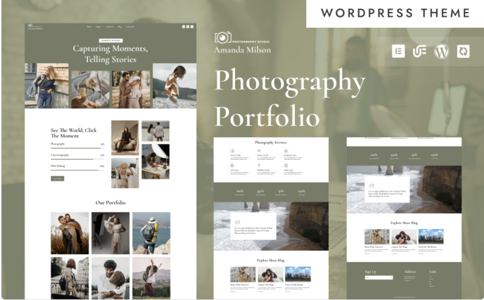 Amanda Milson - Minimalist Photography Portfolio WordPress Elementor Theme WordPress Theme