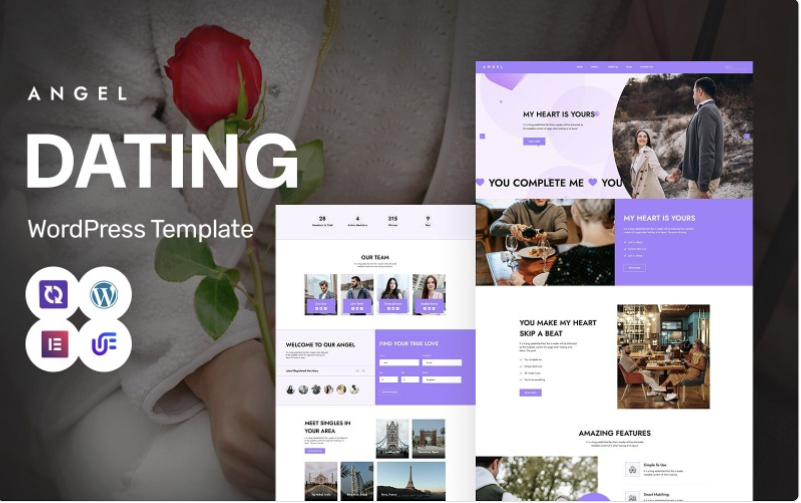 Angel - Dating Platform And Relationship Services WordPress Elementor Theme WordPress Theme