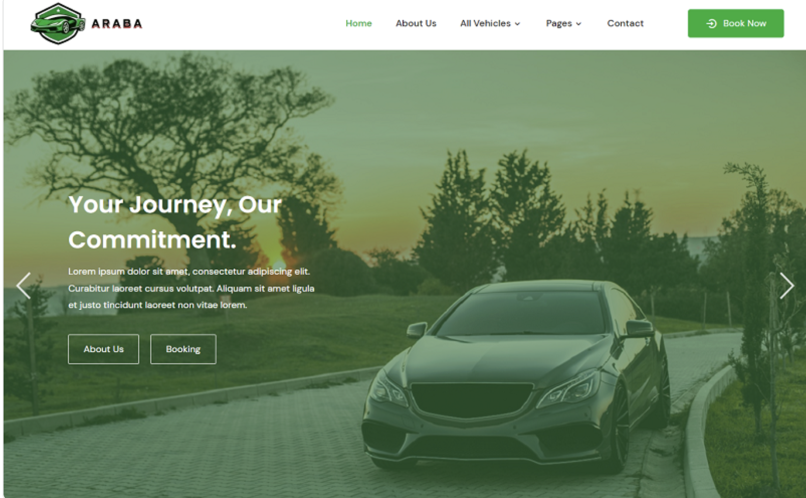Araba - Car, Bike, Taxi, Vehicle, Ride Share Rental, and Booking Elementor WordPress Theme