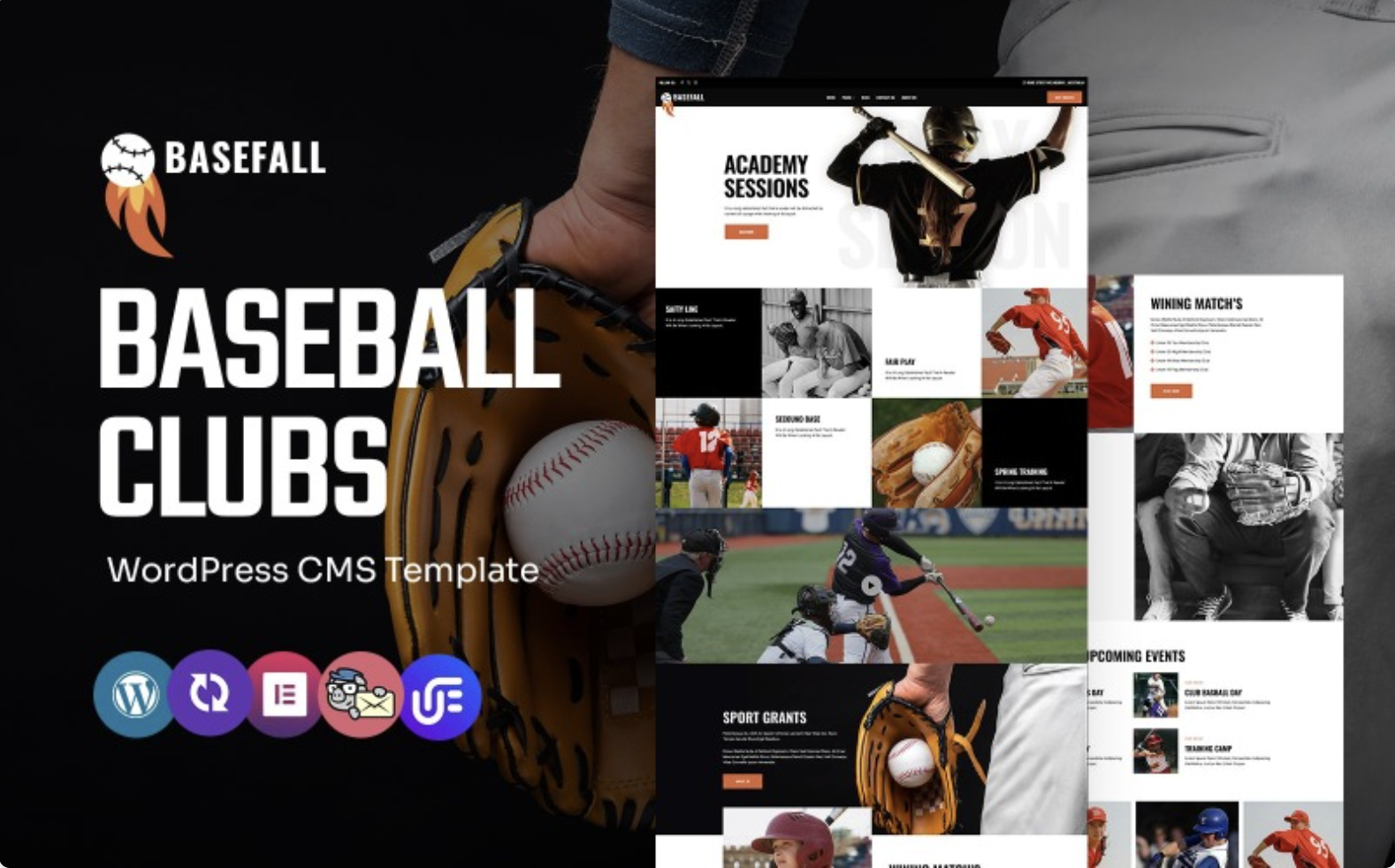 Basefall - Baseball Club WordPress Elementor Theme WordPress Theme