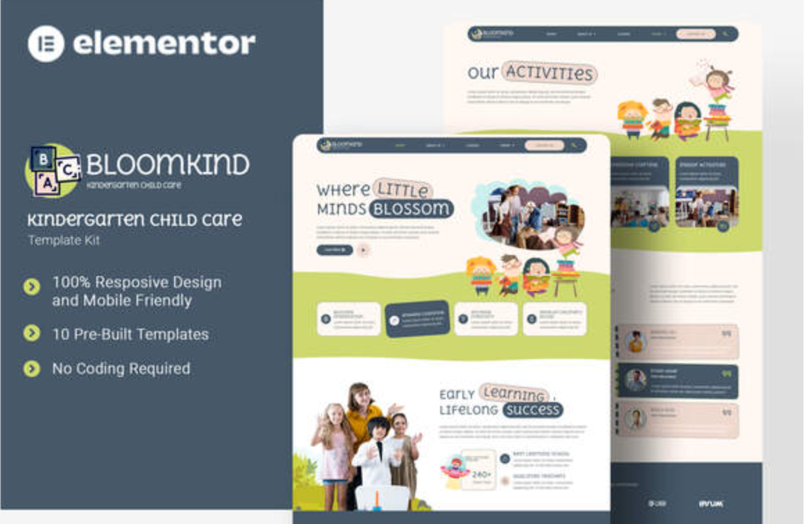 Bloomkind - Kindergarten Child Care Elementor Template Kit
