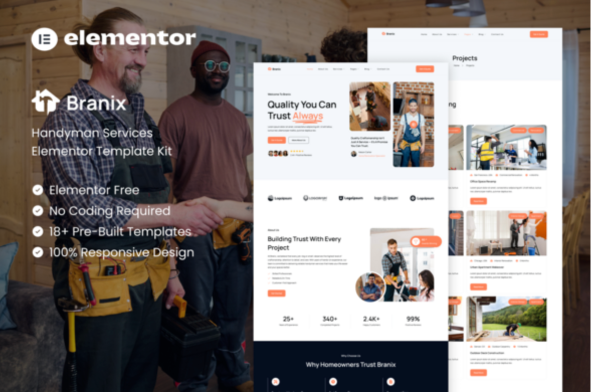 Branix - Handyman Services Elementor Template Kit