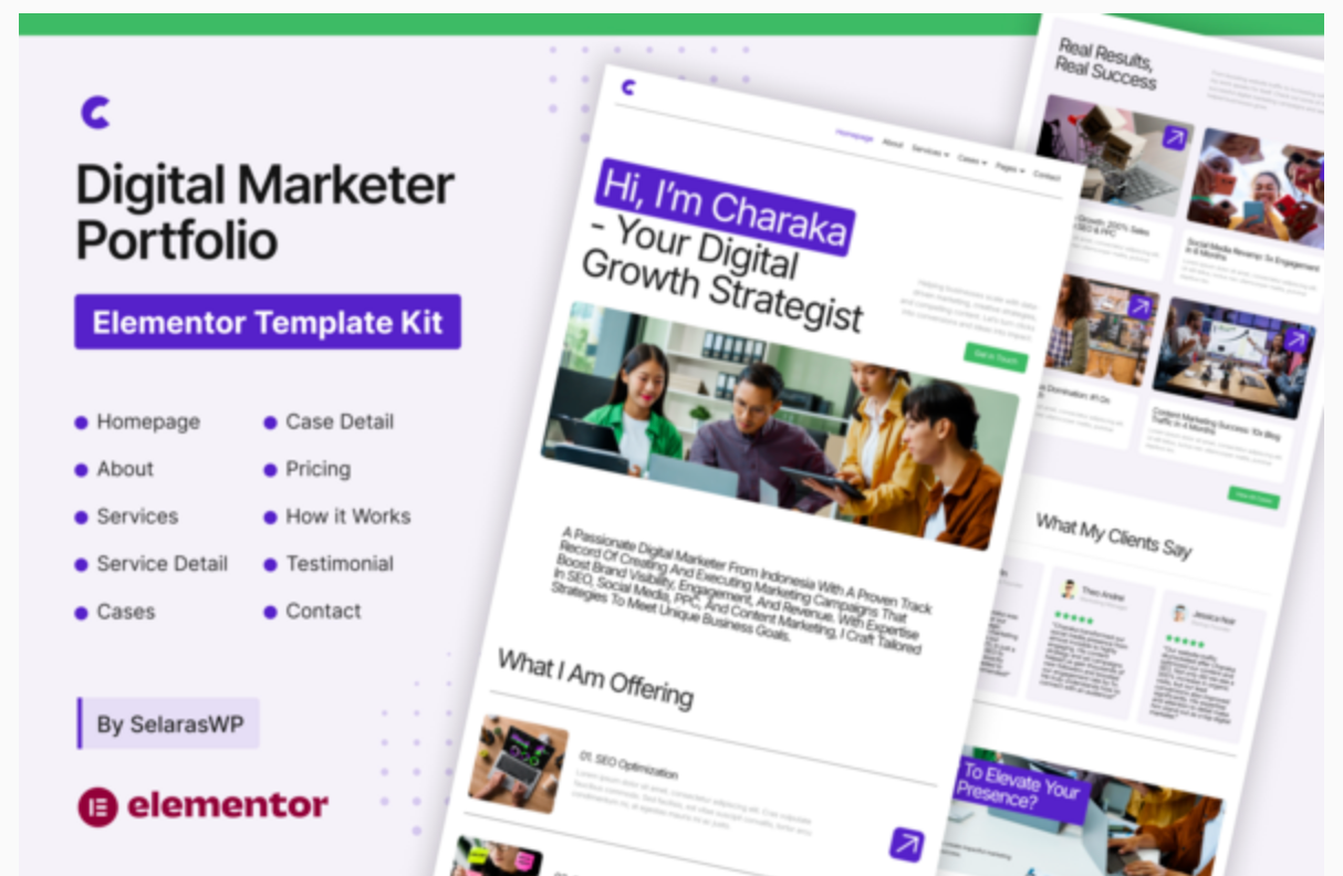 Charaka - Digital Marketer Portfolio Elementor Pro Template Kit