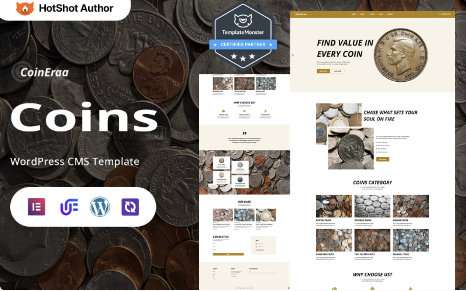 CoinEraa - Antique, Historic And Exhibition Coins WordPress Elementor Theme WordPress Theme