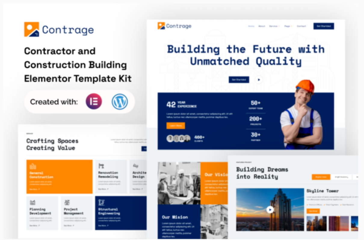 Contrage - Contractor and Construction Building Elementor Template Kit