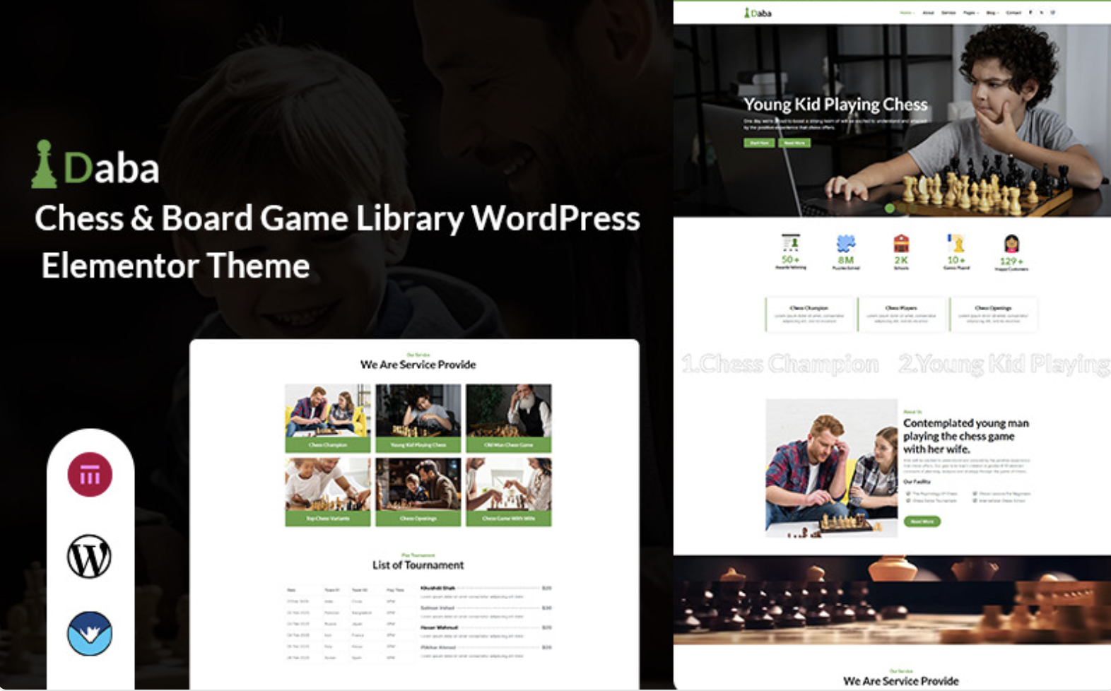 Daba - Chess & Board Game Library WordPress Elementor Theme WordPress Theme