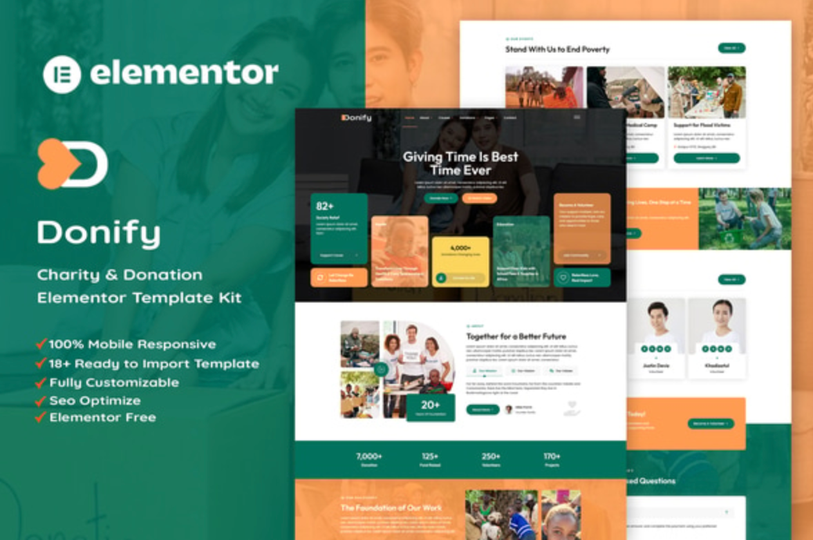 Donify - Charity & Donation Elementor Template Kit