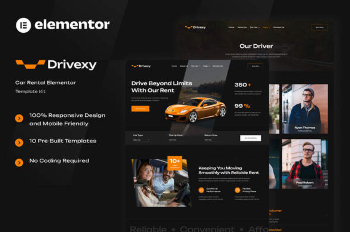 Drivexy - Car Rental Elementor Template Kit