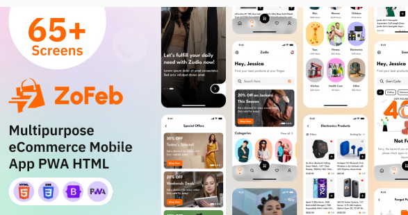 eCommerce Mobile App PWA HTML Template - ZoFeb