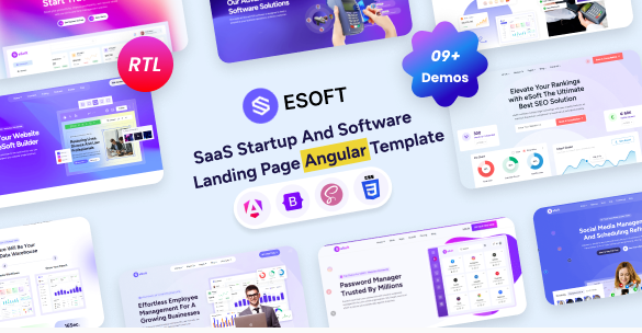 eSoft - Angular SaaS Startup Software Landing Page