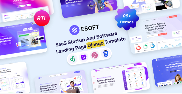 eSoft - Django SaaS Startup Software Landing Page