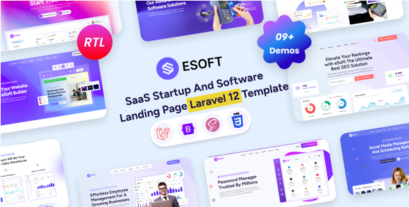 eSoft - Laravel SaaS Startup Software Landing Page